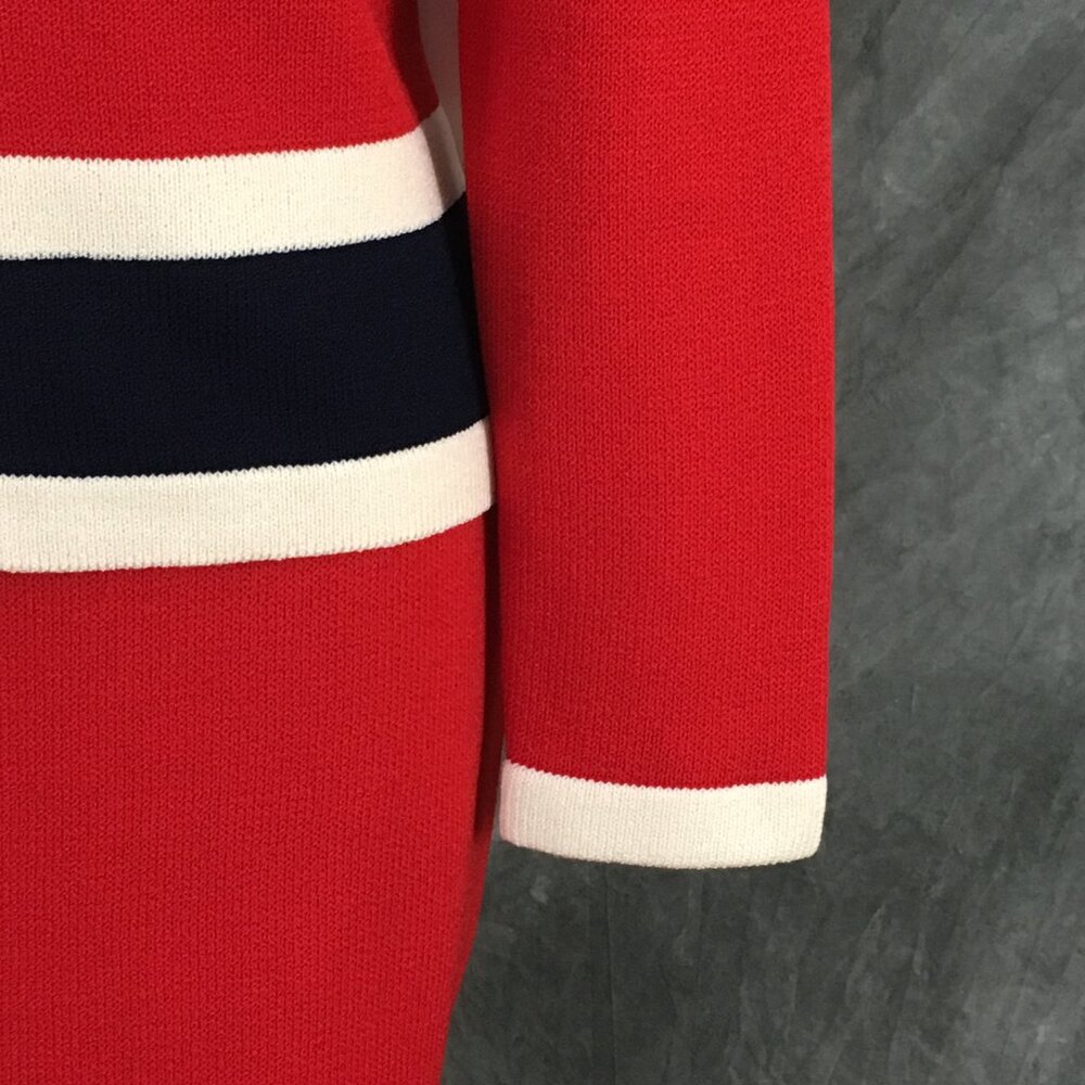 NWT NEW St John collection knit red white blue jacket skirt suit size 4 6 - Picture 6 of 9
